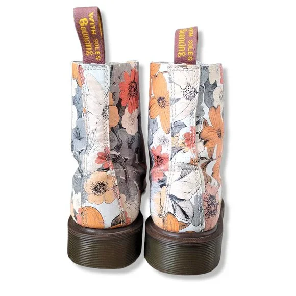 Dr. Martens RARE Pascal Botanic Floral Sand Print 8 Eyelet Lace Up Combat Boot - Picture 6 of 10
